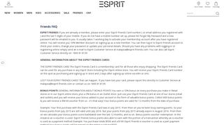 Friends FAQs - Esprit Online - Clothing & accessories for women & men