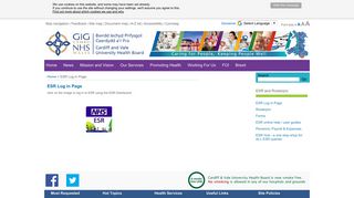 Cardiff & Vale University Health Board - CVUHB | ESR Log in Page