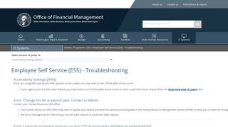 Employee Self Service (ESS) - Troubleshooting | Washington ...