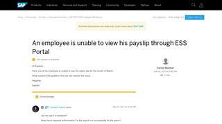 An employee is unable to view his payslip through ESS Portal ...