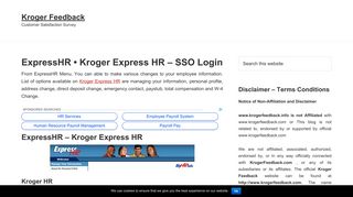 ExpressHR • Kroger Express HR ~ SSO Login - KrogerFeedback.com