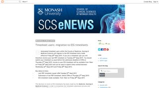 SCS eNews: Timesheet users: migration to ESS timesheets