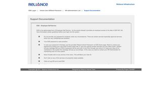 Support Documentation - Reliance