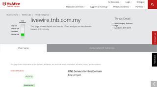 livewire.tnb.com.my - Domain - McAfee Labs Threat Center