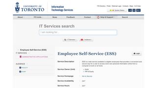 Employee Self-Service (ESS) - UofT - ITS - University of Toronto