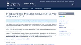 T4 slips available through Employee Self-Service in February 2018 ...