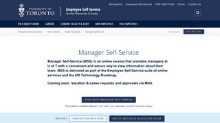 Manager Self-Service (MSS) - Employee Self-Service