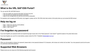 What is the VRL SAP ESS Portal? - Logon