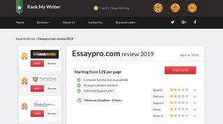 Essaypro 2018 review indicates that this is where customers pay ...