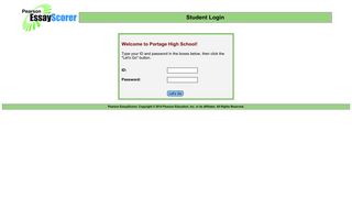 Pearson EssayScorer - Student Login - Portage High School