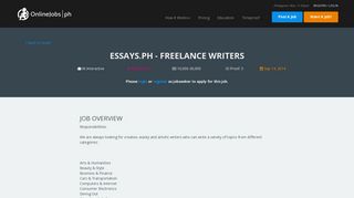 ESSAYS.PH - FREELANCE WRITERS - OnlineJobs.ph