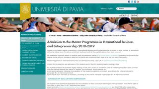 Admission to the Master Programme in International Business and ...