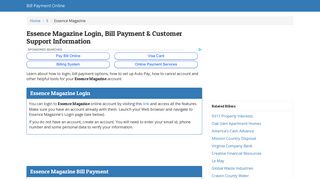 Essence Magazine Login, Bill Payment & Customer Support Information
