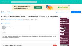 Essential Assessment Skills in Professional Education of Teachers