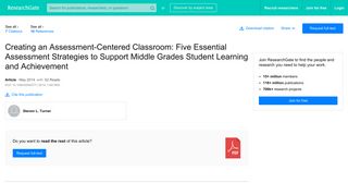 Creating an Assessment-Centered Classroom: Five Essential ...