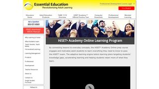 HiSET Academy Online Learning Program - Essential Education
