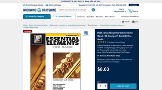 Hal Leonard Essential Elements for Band - Bb Trumpet 1 Book/Online ...
