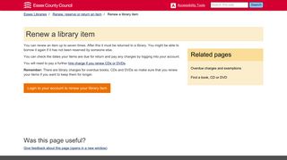 Renew a library item - Essex Libraries - Essex County Council
