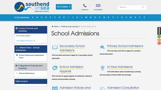 School Admissions | Southend-on-Sea Borough Council
