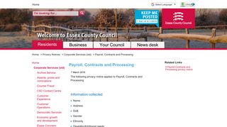 Payroll, Contracts and Processing - Essex County Council