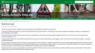 Essex Schools InfoLink - About Secure Login