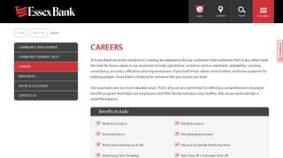 Search Jobs and Careers at Essex Bank | Essex Bank