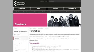 Timetables - Students - University of Essex