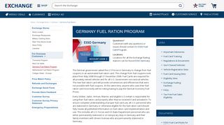 The Exchange | Exchange Stores | Germany Fuel Ration Program