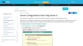 Server Configurations from Tally.Server 9 - TallyHelp - Tally Solutions
