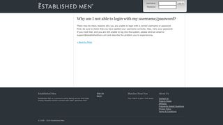 Why am I not able to login with my username ... - Established Men