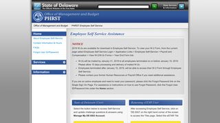 State of Delaware - PHRST Employee Self Service - Page Title
