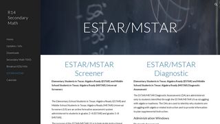 R14 Secondary Math - ESTAR/MSTAR - Google Sites