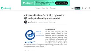 eSteem - Feature Set #11 (Login with QR code, Add multiple accounts ...