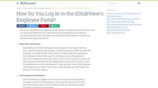 How Do You Log in to the EStubView's Employee Portal? | Reference ...