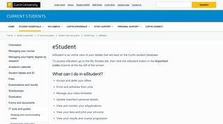 eStudent - Current Students - Curtin University