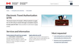 Electronic Travel Authorization (eTA) - Canada.ca