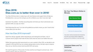 Etax 2016: The 2016 tax return at Etax.com.au with deduction tips
