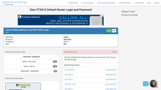 Etec PT3812 Default Router Login and Password - Clean CSS