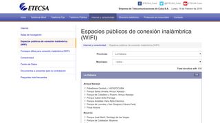 Espacios públicos de conexión inalámbrica (WIFI) - Etecsa