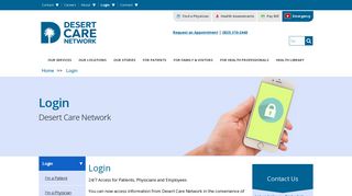 Patient, Physician and Employee Portal Login | Desert Care