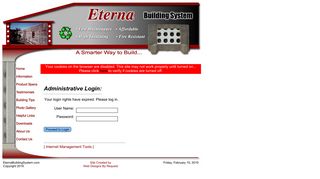 Eterna Building System: Administrative Login