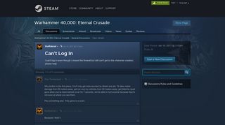 Can't Log In :: Warhammer 40000: Eternal Crusade General Discussions