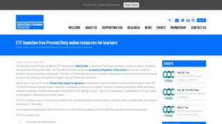 ETF launches free Prevent Duty online resources for learners - The ...