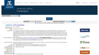 eTG Complete - Catalogue - University of Melbourne