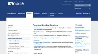 Registration/Application | ETH Zurich