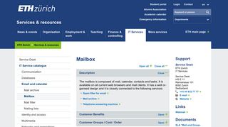 Mailbox – Services & resources | ETH Zurich