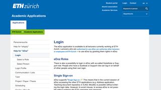 Login – Academic Applications | ETH Zurich