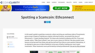 Spotting a Scamcoin: Ethconnect | Coin Clarity