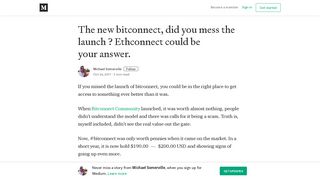 The new bitconnect, did you mess the launch ? Ethconnect could be ...