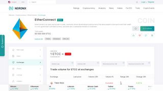 Exchanges ETCC - exchanges of cryptocurrency EtherConnect - price ...